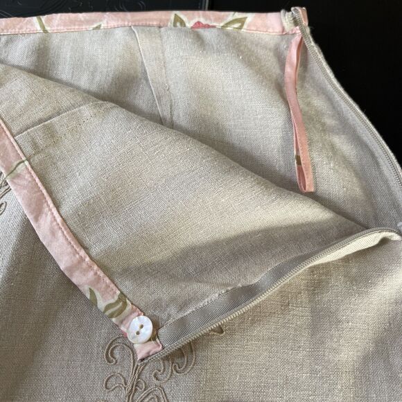 J Jill Women Skirt 16P Linen Mermaid Handkerchief Floral Embellished Cottage - Picture 7 of 12